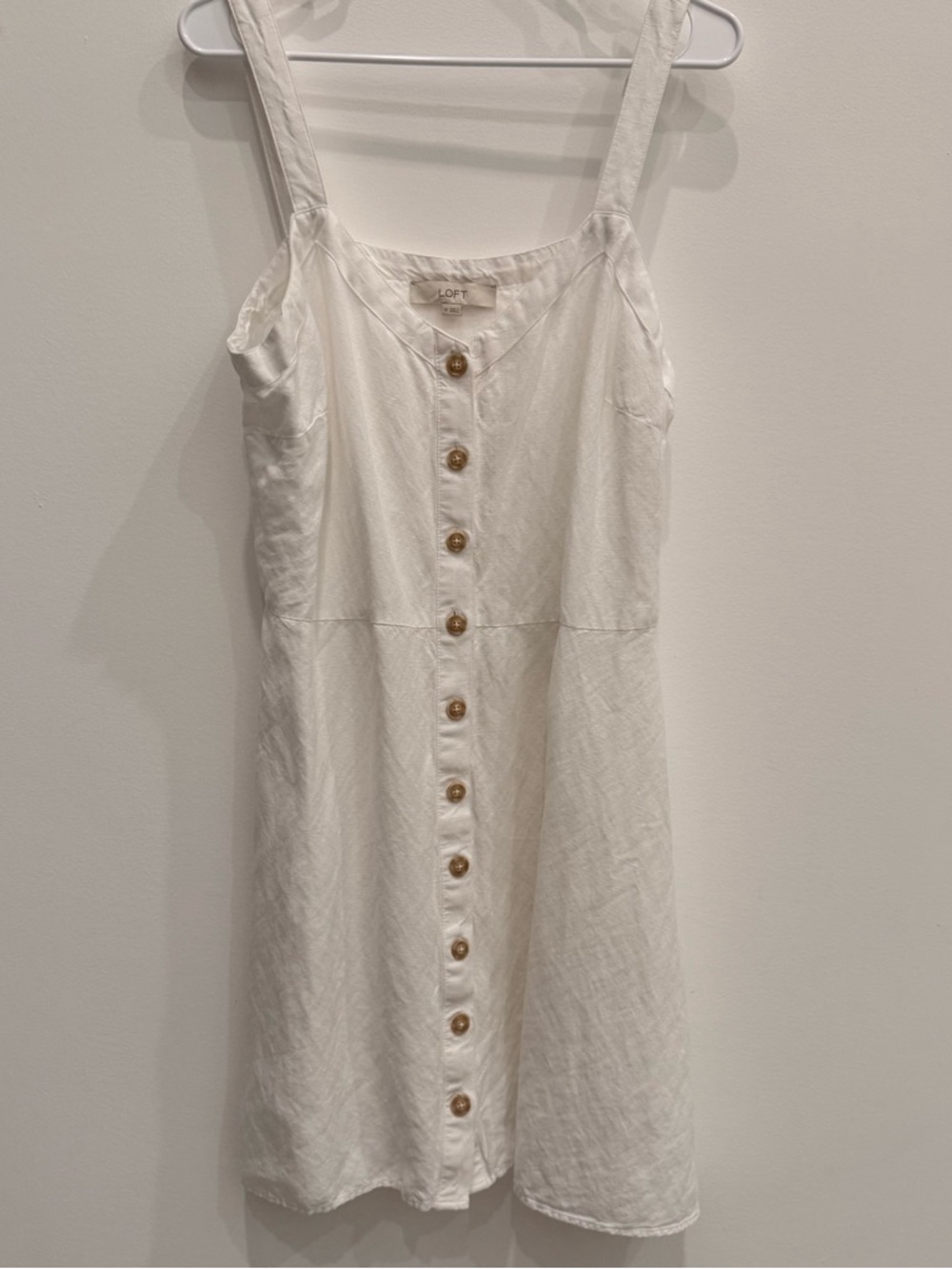 LOFT White Button-Front Mini Sundress